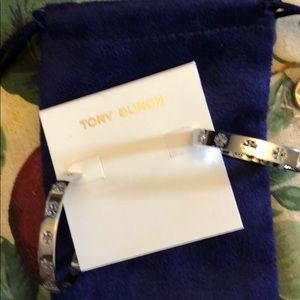 Tory Burch pierced T hoop earrings NEW